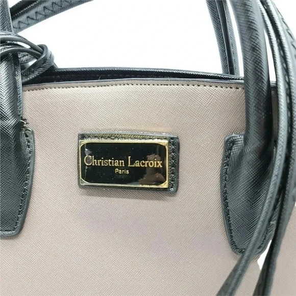 Christian Lacroix Taupe Black Dual Tone Purse Gently Used Adjustable Strap - Picture 2 of 8